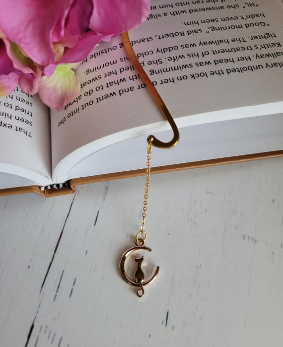 Metal Bookmarks | Cat in the Moon Charm | Cat Lover Gift | 6 Designs