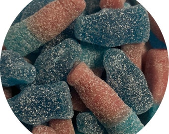 Sour Blue Raspberry and Bubble Gum Bottle Mix