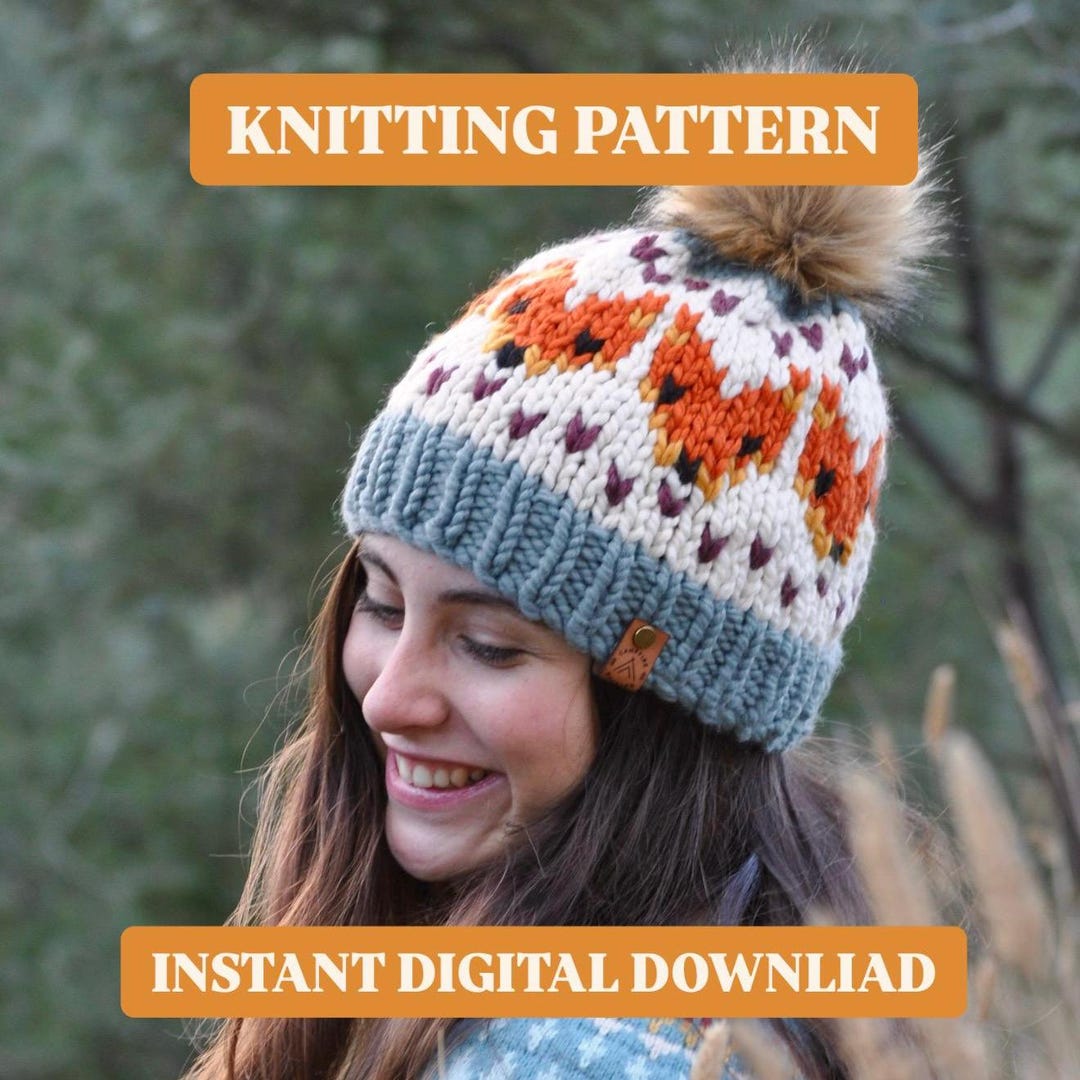 KNITTING PATTERN DOWNLOAD - Digital Instant Fox Beanie Pdf - Etsy