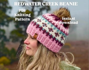 KNITTING PATTERN - Redwater Creek Beanie PDF Chunky