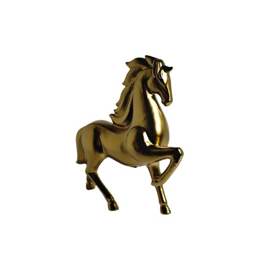 Ceramic sculpture of a unicorn - Beautiful golden home decoration