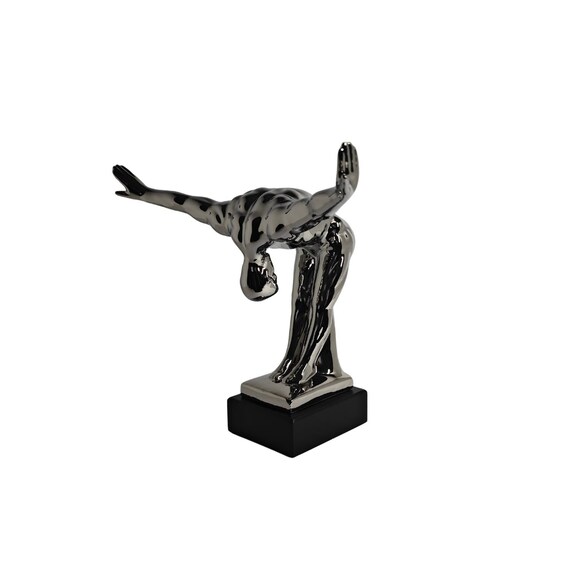 Modern sculpture of a man bowing - Silver home decoration