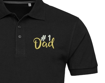 Papa No. 1 Besticktes Poloshirt für Mann | Bester Papa Poloshirt