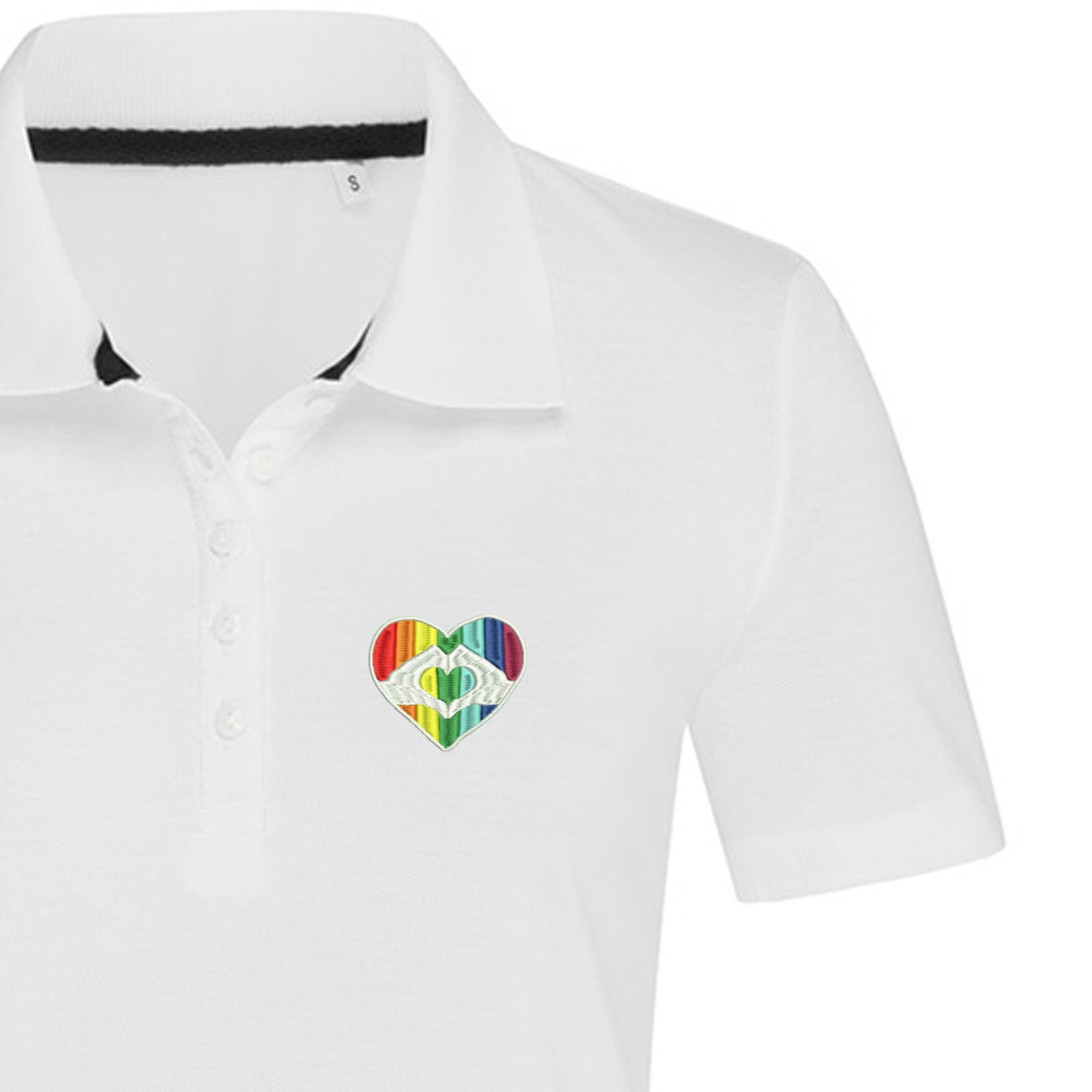 Discover Pride Heart Polo Shirt For Ladies | Rainbow Poloshirt