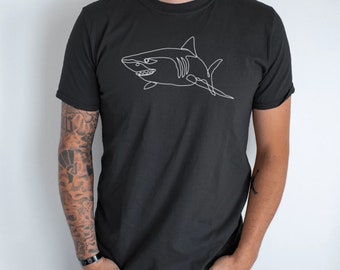 T-shirt minimalista Shark Unisex, Camicia Shark a una linea