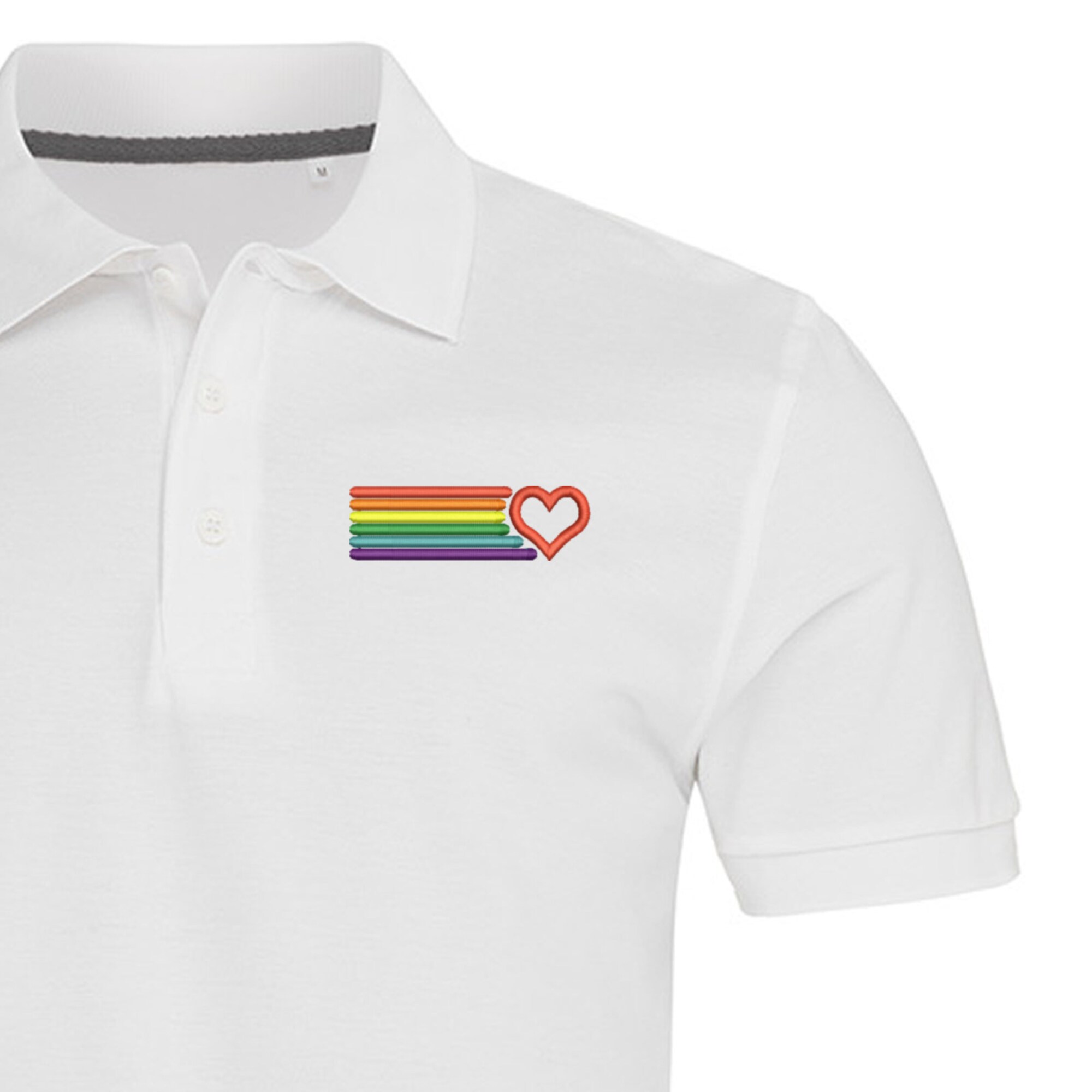 Rainbow Heart Embroidered Polo Shirt For Man | Pride Polo shirt