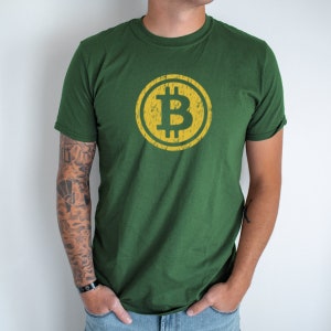 Bitcoin Unisex T-shirt | Krypto-t-shirt, bitcoin-tröja Dark green