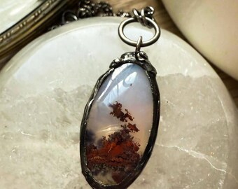 Red moss agate necklace for luck, friendship and focus