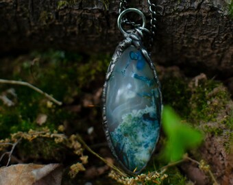 Dyed Blue Agate statement necklace for harmony, stamina & vitality