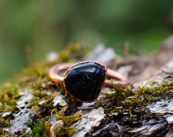 Obsidian copper electroformed stacking ring, size 6.5