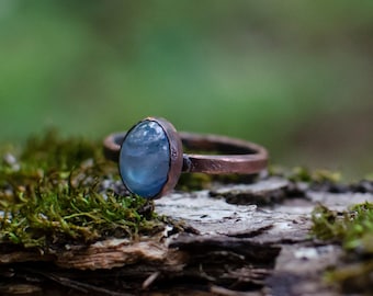 Moonstone copper electroformed stacking ring, size 8