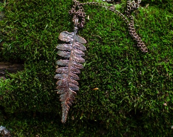 Real fern copper electroformed necklace, sustainably foraged