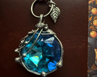 Blue Swarovski Crystal Necklace | Soft Soldered Talisman Jewelry