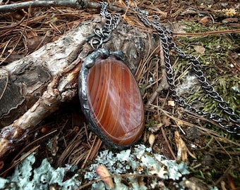 Carnelian Worry Stone Pendant, Anxiety Relief, Courage, Movement Necklace