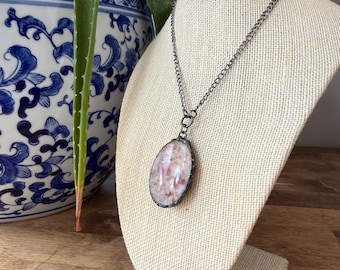 Sunstone Worry Stone Pendant, Anxiety Relief, Bravery, Persuasion, Victorian Cameo Style
