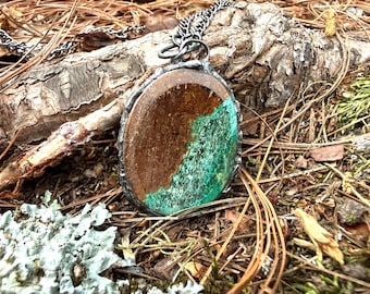 Chrysocolla Worry Stone Pendant, Anxiety Relief, Emotional Balance, Wisdom Necklace