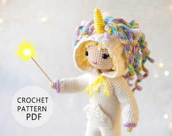 Unicorn girl Doll crochet pattern