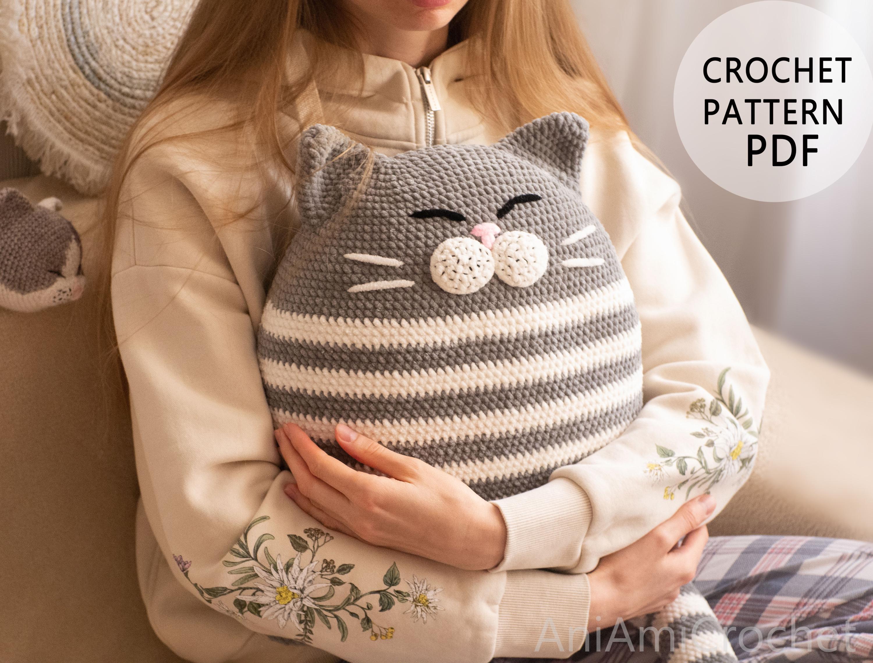 Cat pillow crochet pattern Plush kitty pillow