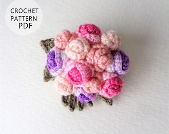 Crochet pattern Roses brooch