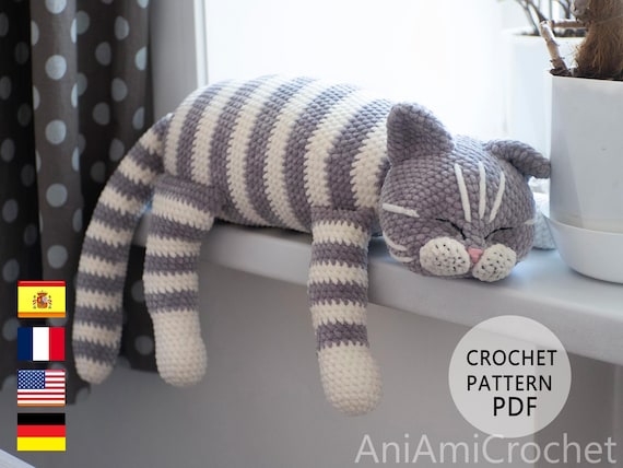 Sleeping cat crochet pattern Plush kitty
