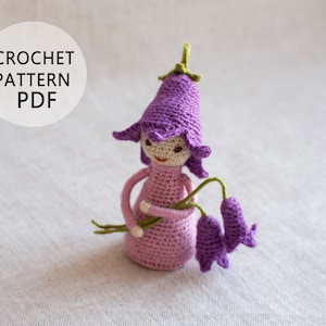 Crochet pattern Bluebell fairy Miniature amigurumi Flower doll