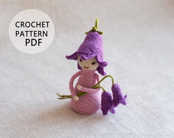 Crochet pattern Bluebell fairy Miniature amigurumi Flower doll