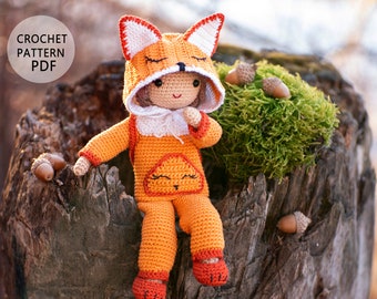 Doll crochet pattern Lisa the fox girl