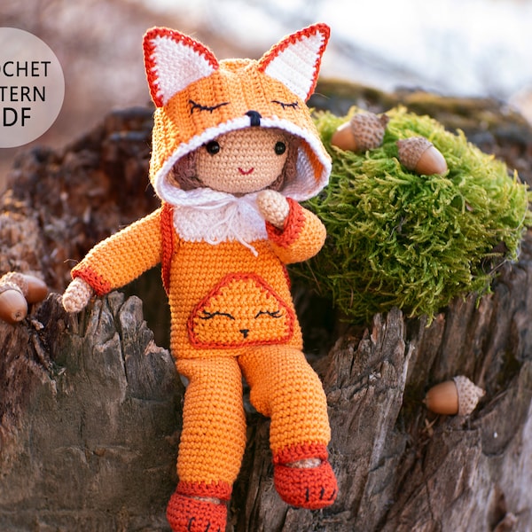 Doll crochet pattern Lisa the fox girl