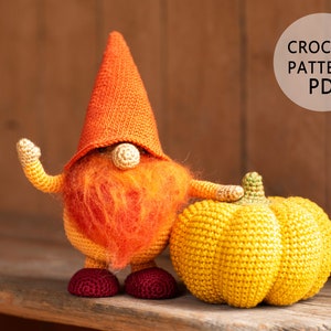 Set of 2 Crochet patterns Pumpkin gnome and Pumpkin