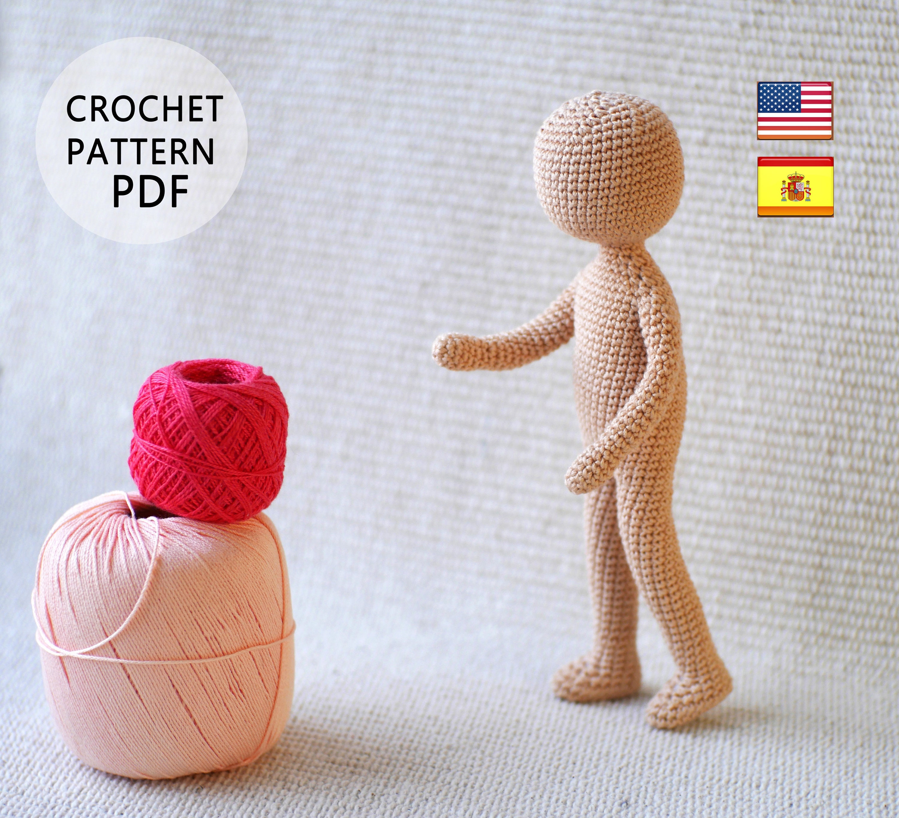 Crochet Doll Pattern With Clothes Michelle, Amigurumi Doll Pattern 12 Inch, Crochet  Doll Base Pattern, English Crochet PDF 