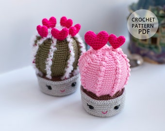 Valentines crochet pattern Heart cactus