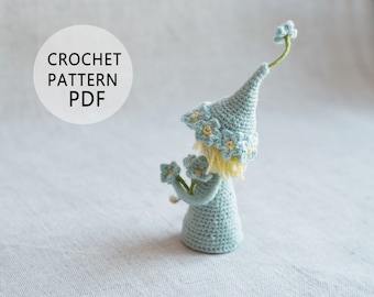 Crochet pattern Forget-me-not fairy Miniature amigurumi doll