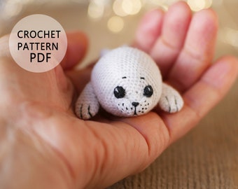 Crochet baby seal pattern Miniature amigurumi animal tutorial