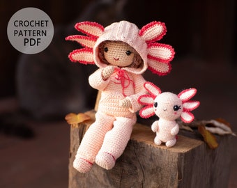 Axolotl girl Doll crochet pattern