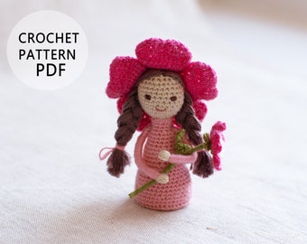 Crochet pattern Flower fairy doll Miniature amigurumi Wild rose fairy