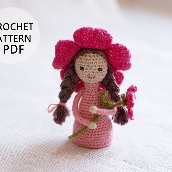 Crochet pattern Flower fairy doll Miniature amigurumi Wild rose fairy