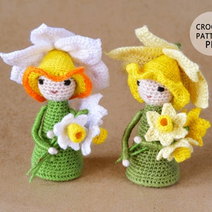 Crochet daffodil fairy pattern Amigurumi flower doll