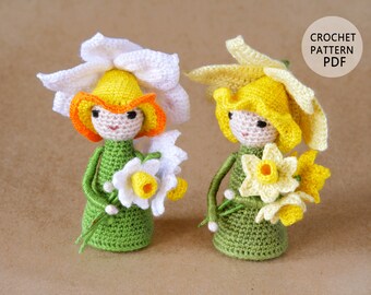 Crochet daffodil fairy pattern Amigurumi flower doll