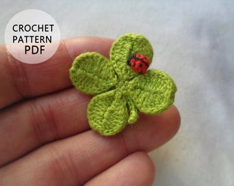 Crochet pattern Lucky shamrock brooch