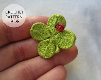 Crochet pattern Lucky shamrock brooch