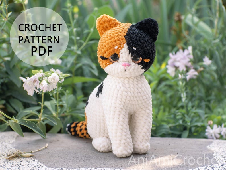 Calico kitten crochet pattern Plush kitty image 1