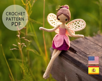 Fuchsia fairy Doll crochet pattern English Español