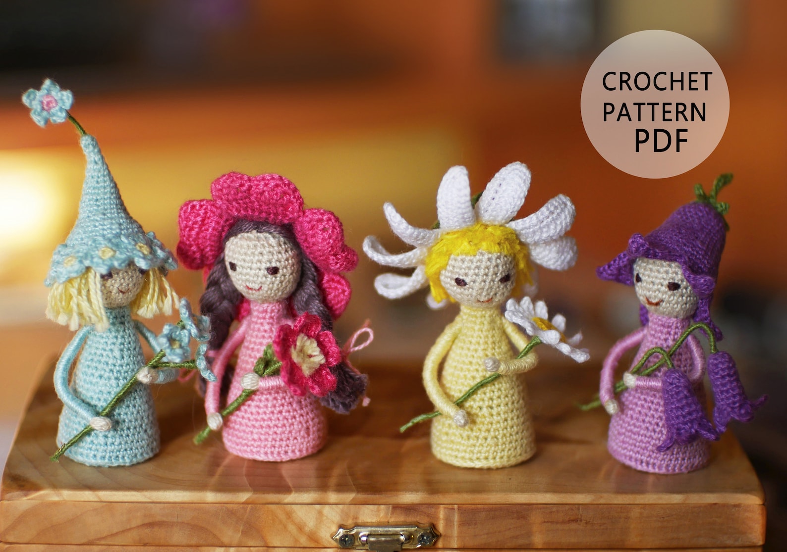 SET of 4 Patterns Crochet Flower Fairies Wild Rose/ Etsy