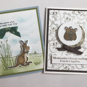 Blank Note Cards, Australian Critters Greeting Card, Kangaroo, Koala Bears, Encouragement Cards, General Cards, Layered, 3D, Embellished