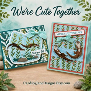 Otter Handmade Greeting Card Set Friendship Love Anniversary Couple Romantic Inside Sentiments Two