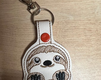 Sammy the Sloth Keyring/Keychain, Sloth Keyring, Stunning Sloth, Gift for both her/him, Faux Leather UK