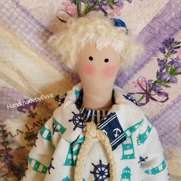 Tilda,Puppe,Handmade,Dekoratio,Wohndeko, Blau