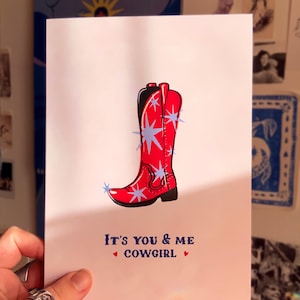 Jij en ik cowgirl | Geïllustreerde verjaardagskaart | Verjaardagskaart voor vrouwen | veedrijfsterkaart | cowboylaarzen | Jubileum | valentijnskaart