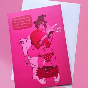 Carte illustrée de Saint-Valentin - Carte de Saint-Valentin drôle - Carte d'application de rencontre - Carte pour petit ami ou petite amie - Carte Tinder