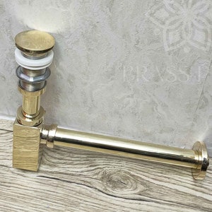 Solid Brass P Trap, Solid Brass Square Siphon for Bathroom Sink
